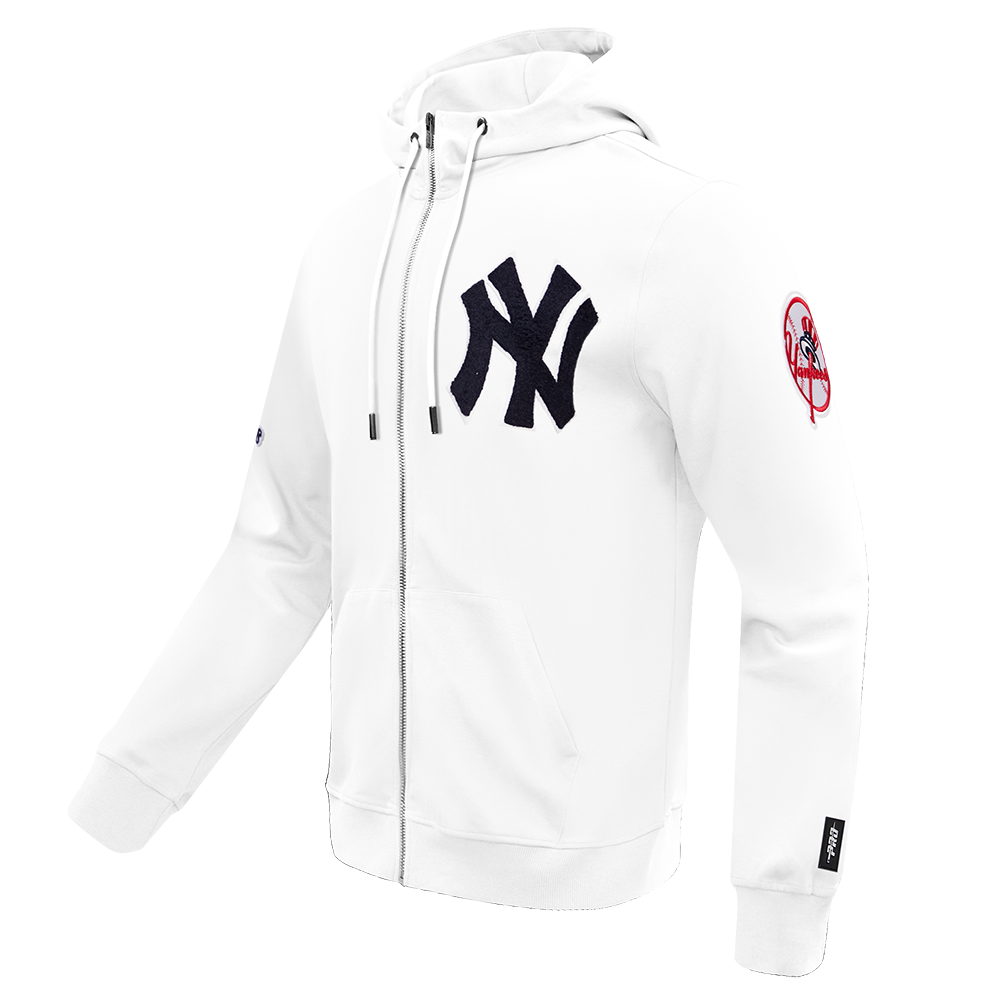 Pro Standard Men's New York Yankees Classic Chenille DK Full-Zip Pullover Jacket -White - WHITE Thumbnail View 3