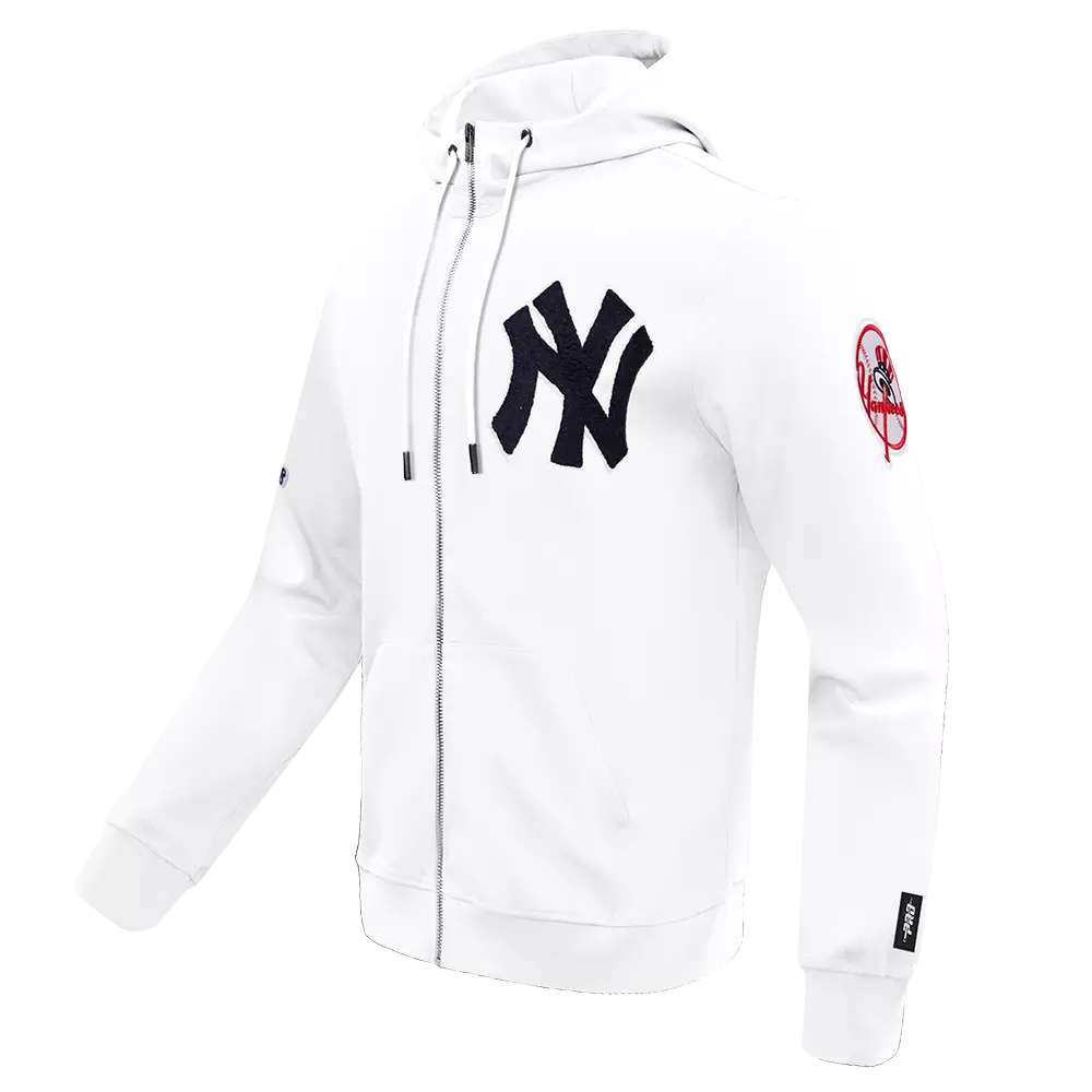 Pro Standard Men's New York Yankees Classic Chenille DK Full-Zip Pullover Jacket -White - WHITE