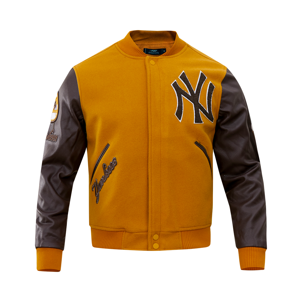 Pro Standard Men's New York Yankees Classic Wool Varsity Jacket - Brown - BROWN Thumbnail View 1