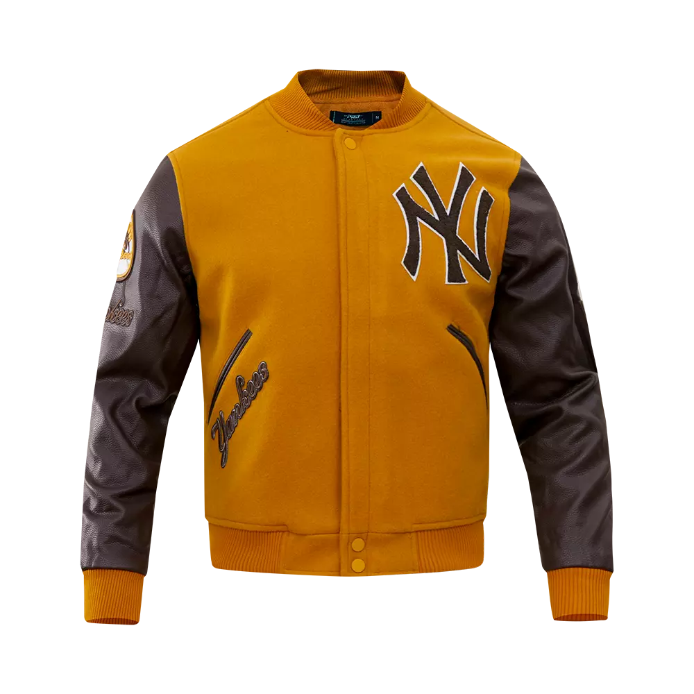 Pro Standard Men's New York Yankees Classic Wool Varsity Jacket - Brown - BROWN