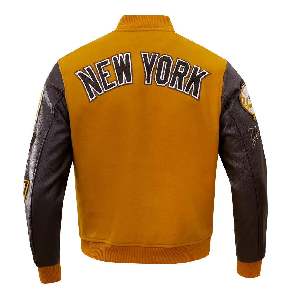 Pro Standard Men's New York Yankees Classic Wool Varsity Jacket -Brown - BROWN
