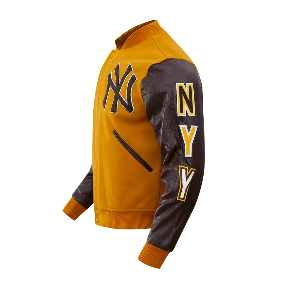Pro Standard Men's New York Yankees Classic Wool Varsity Jacket - Brown - BROWN