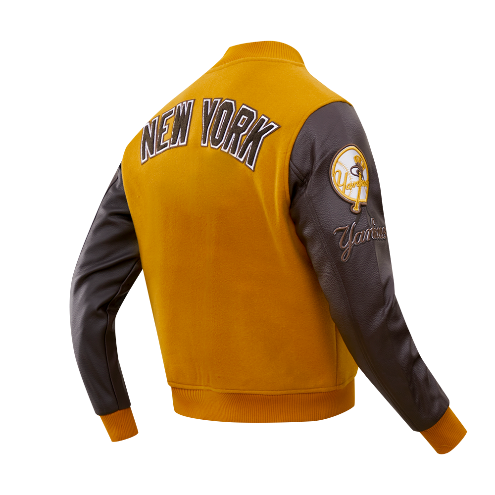 Pro Standard Men's New York Yankees Classic Wool Varsity Jacket - Brown - BROWN Thumbnail View 4
