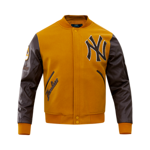 Pro Standard Men's New York Yankees Classic Wool Varsity Jacket -Brown
