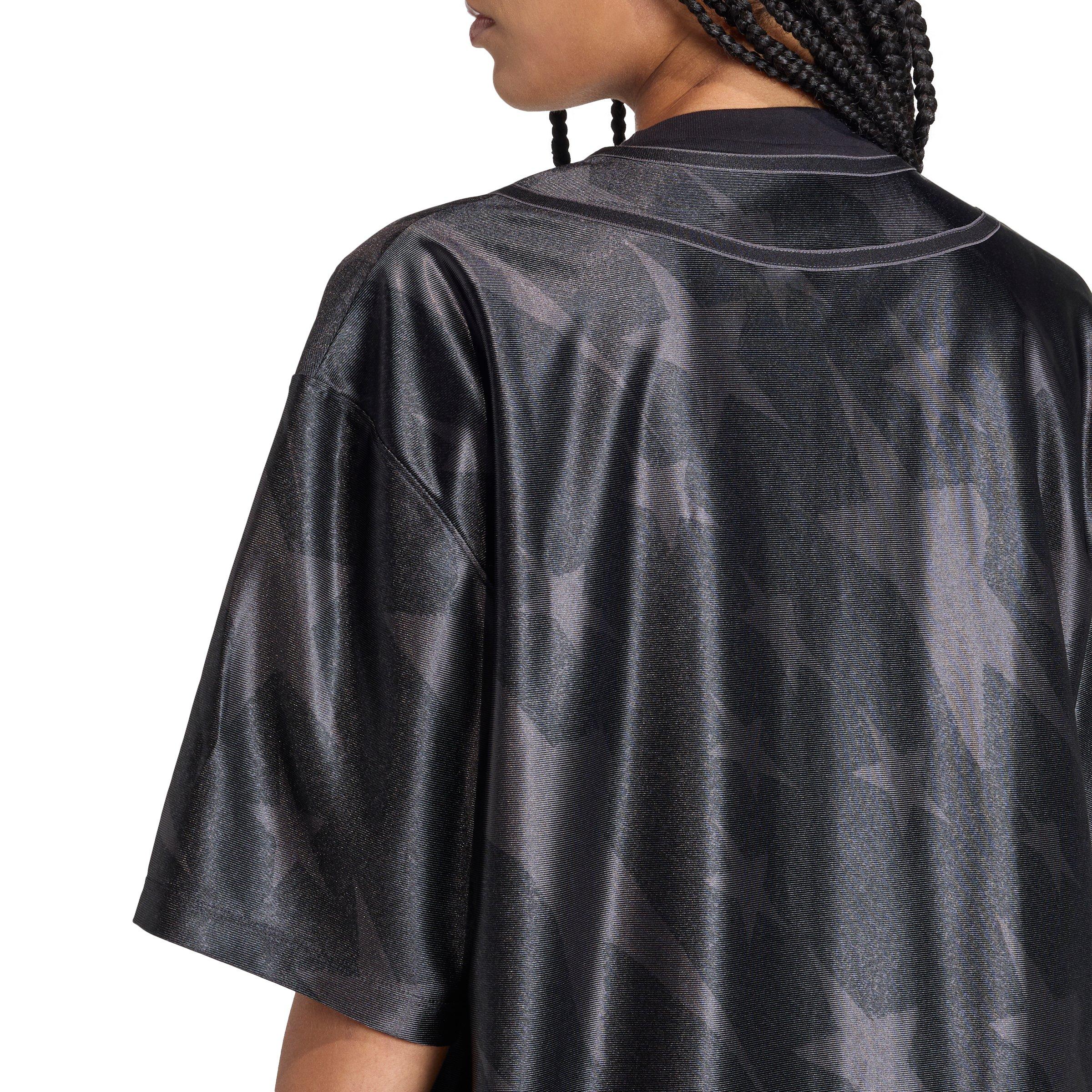 adidas Women's Denim Graphic Baseball Jersey - Black - BLACK Thumbnail View 4