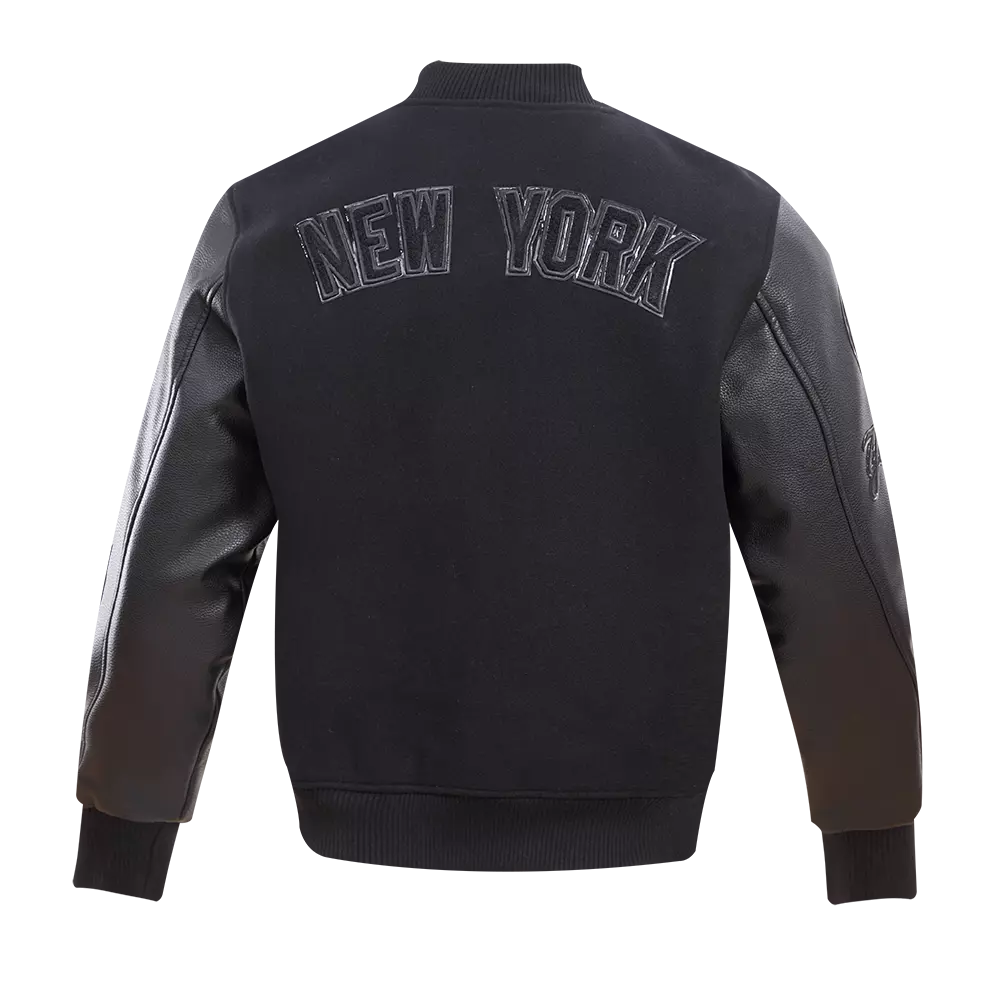 Pro Standard Men's New York Yankees Triple Black Varsity Jacket - BLACK