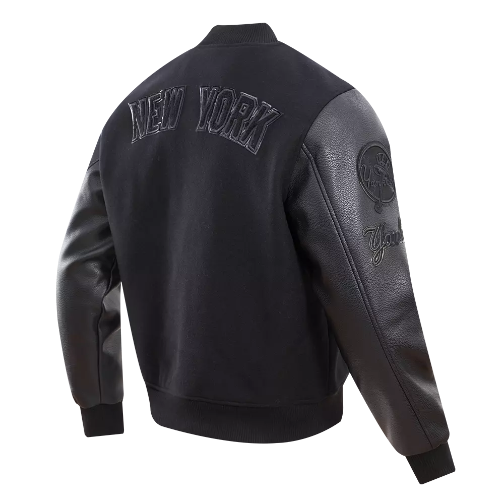 Pro Standard Men's New York Yankees Triple Black Varsity Jacket - BLACK