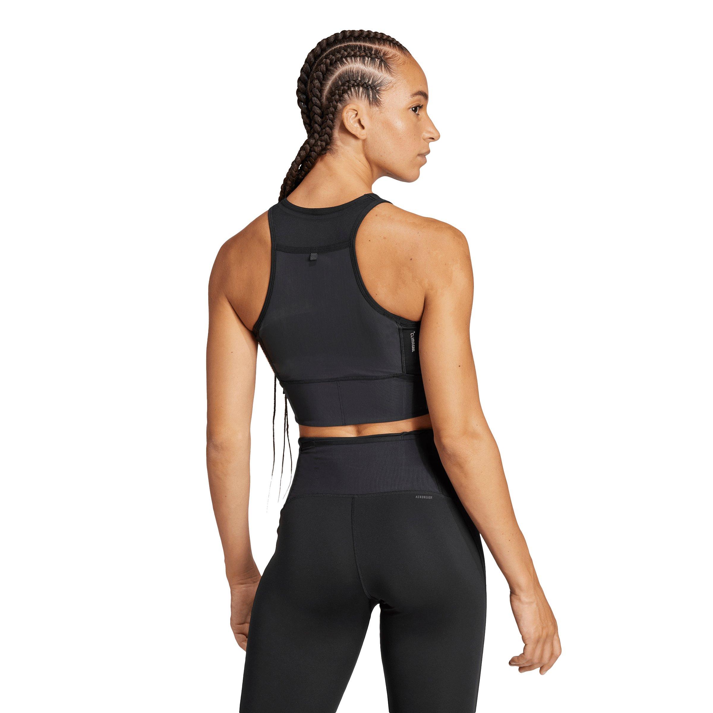 adidas Women's Adizero Running Gel Pocket Crop Top - Black - BLACK Thumbnail View 2