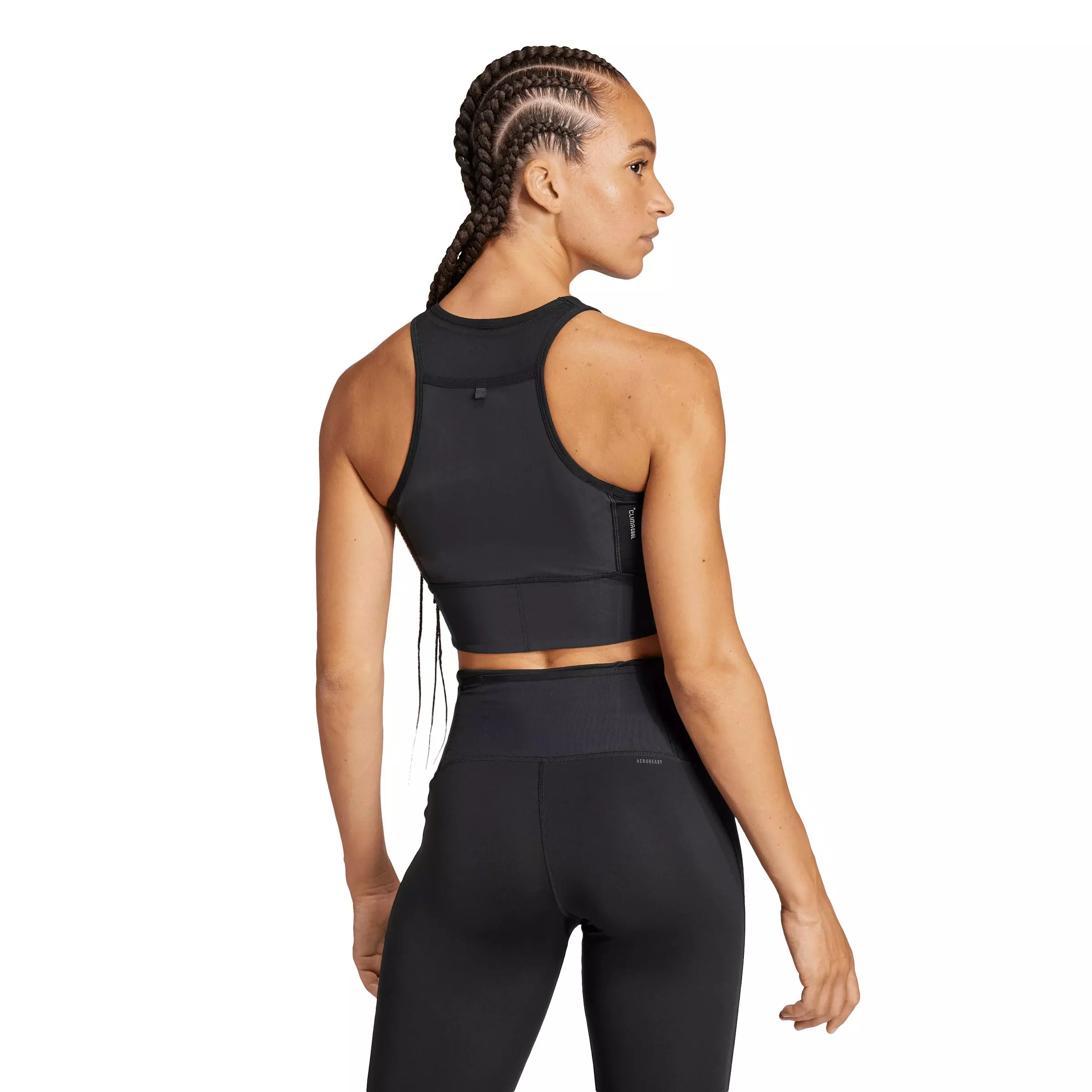 adidas Women's Adizero Running Gel Pocket Crop Top - Black - BLACK