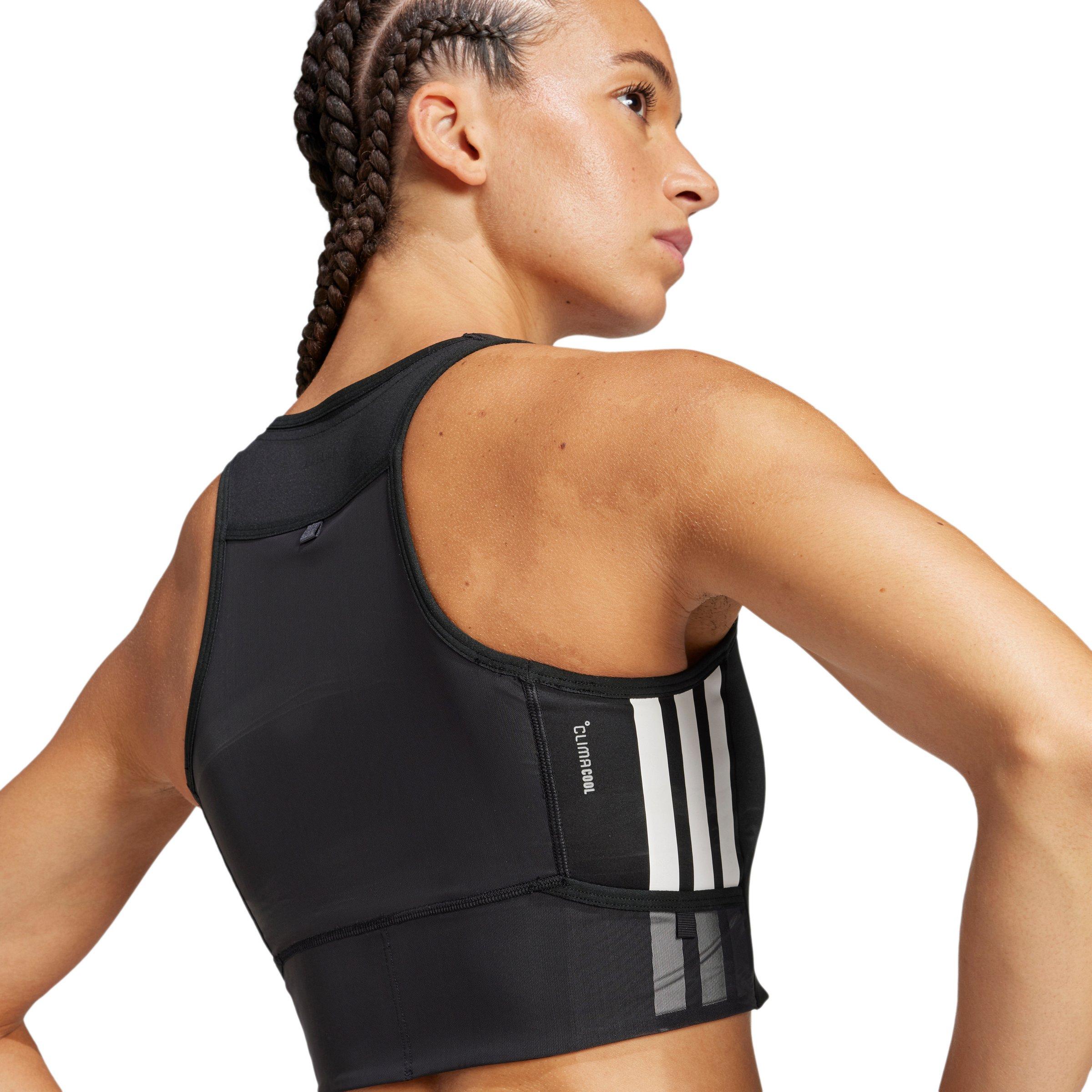 adidas Women's Adizero Running Gel Pocket Crop Top - Black - BLACK Thumbnail View 3