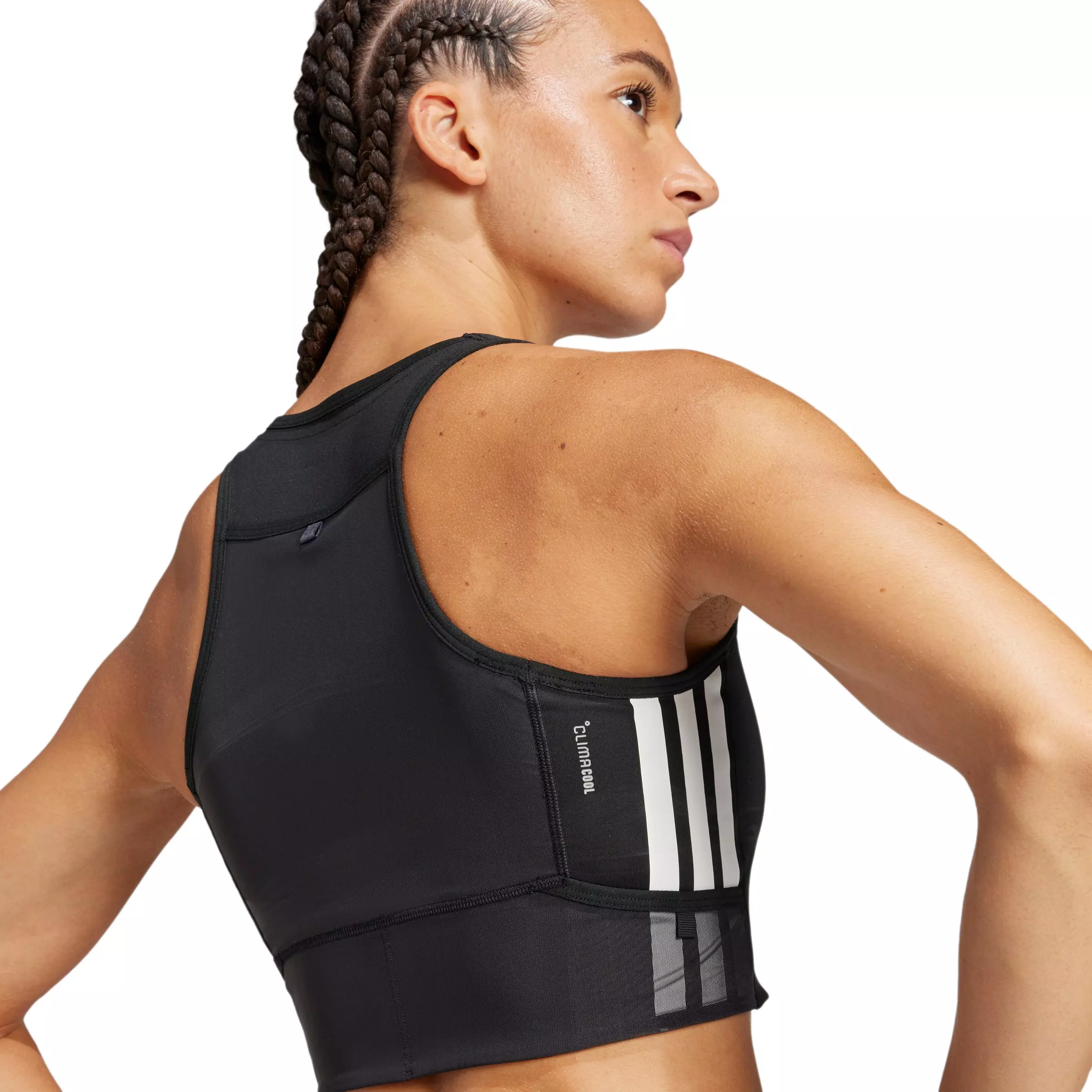 adidas Women's Adizero Running Gel Pocket Crop Top - Black - BLACK