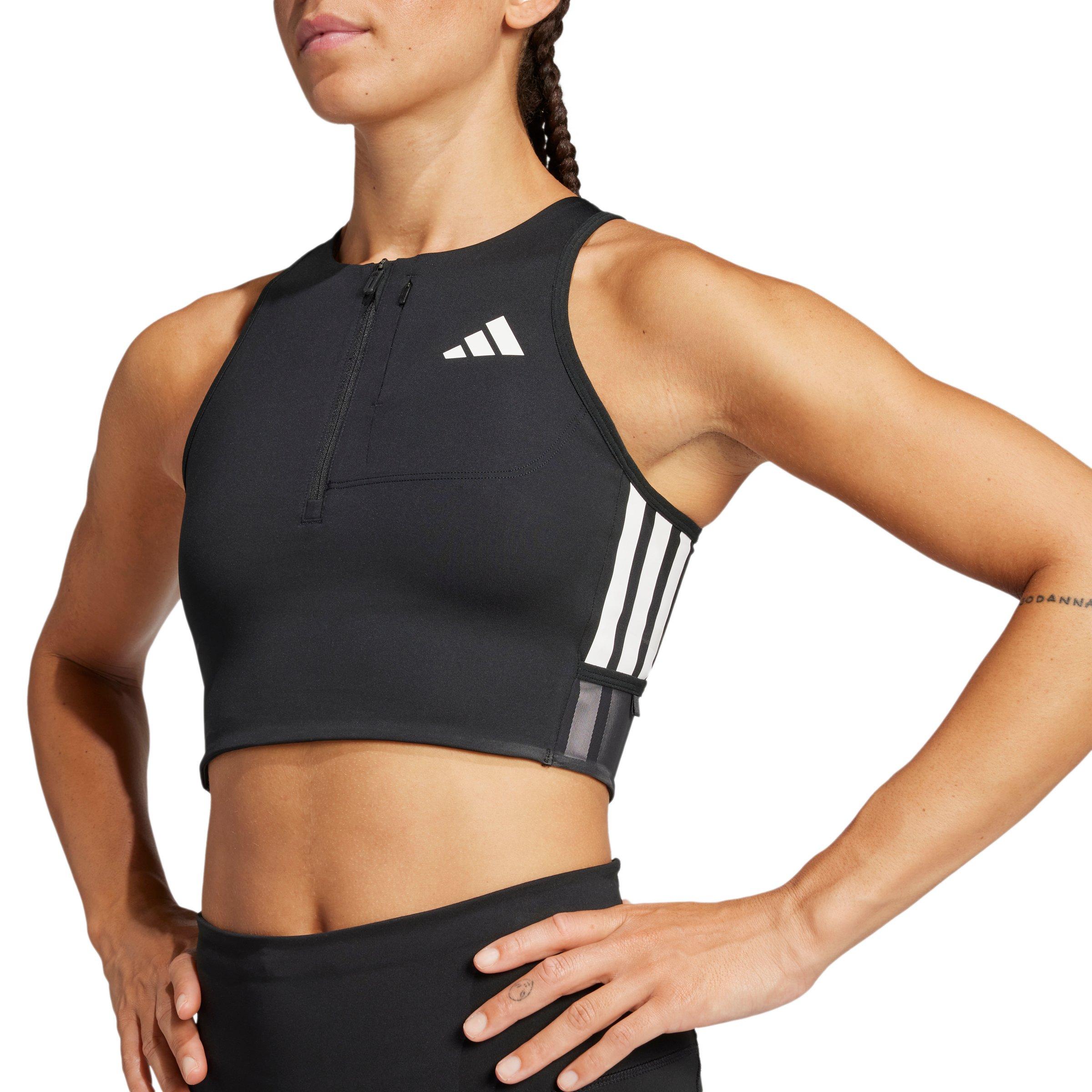 adidas Women's Adizero Running Gel Pocket Crop Top - Black - BLACK Thumbnail View 4