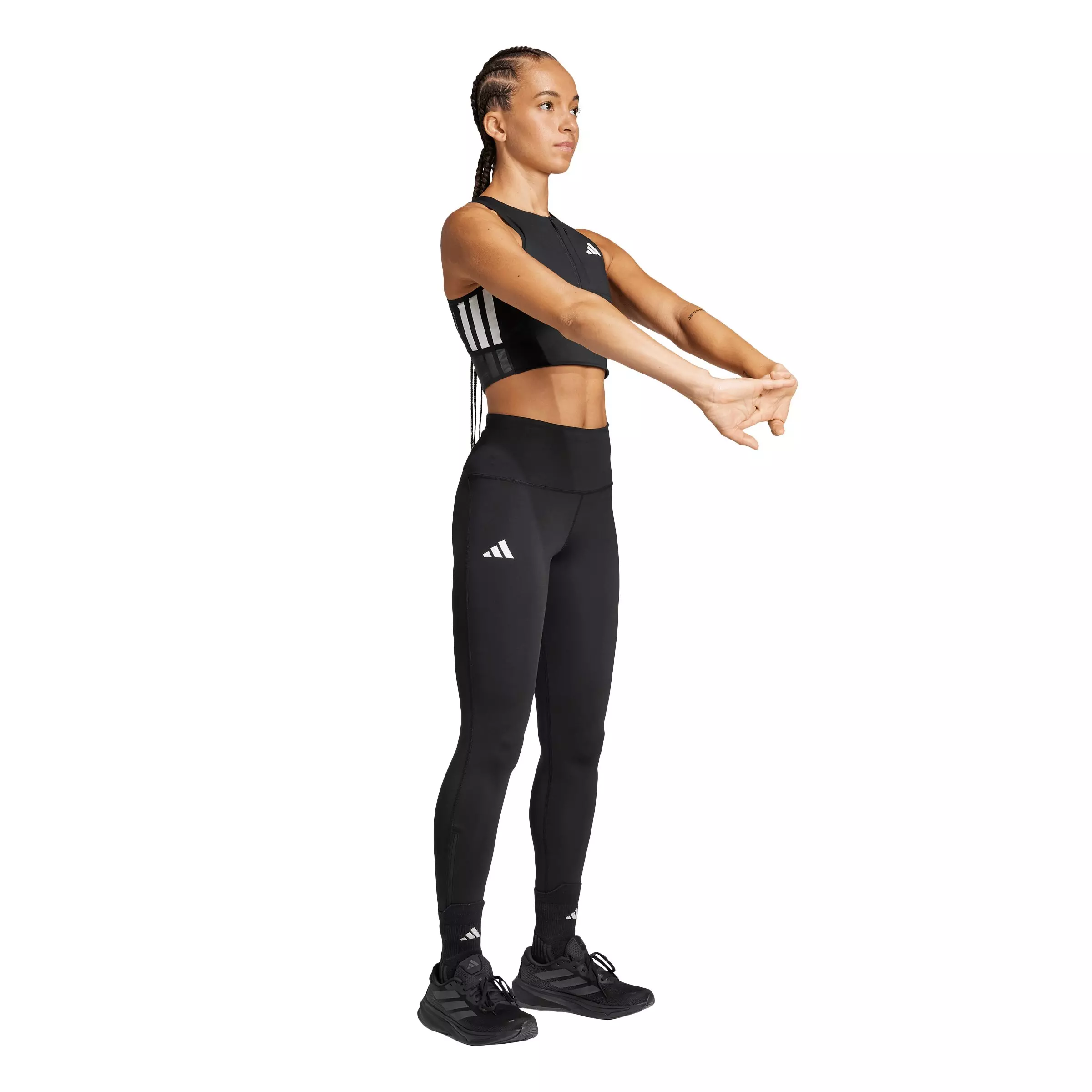 adidas Women's Adizero Running Gel Pocket Crop Top - Black - BLACK