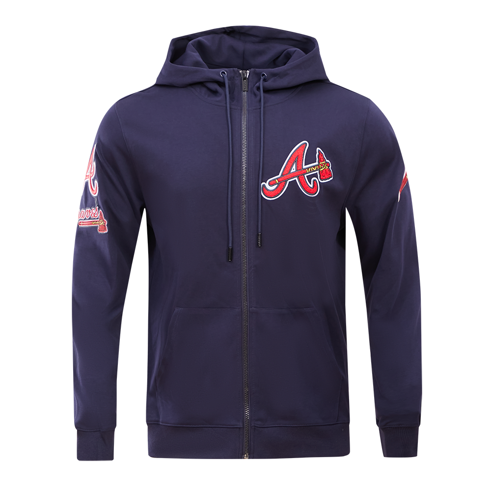 Pro Standard Men's Atlanta Braves Classic Chenille DK Full-Zip Pullover Jacket -Navy - NAVY Thumbnail View 1