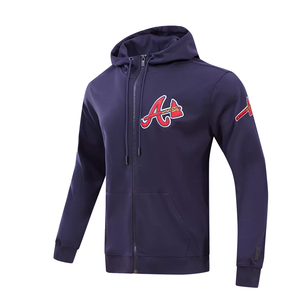 Pro Standard Men's Atlanta Braves Classic Chenille DK Full-Zip Pullover Jacket -Navy - NAVY