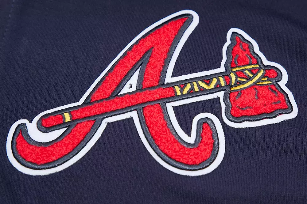 Pro Standard Men's Atlanta Braves Classic Chenille DK Full-Zip Pullover Jacket -Navy - NAVY