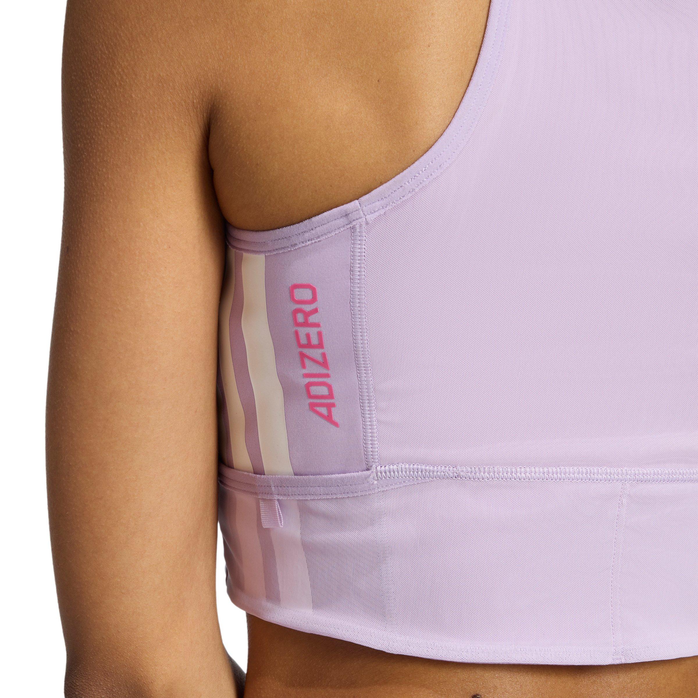 adidas Women's Adizero Running Gel Pocket Crop Top - Plum - PLUM Thumbnail View 4