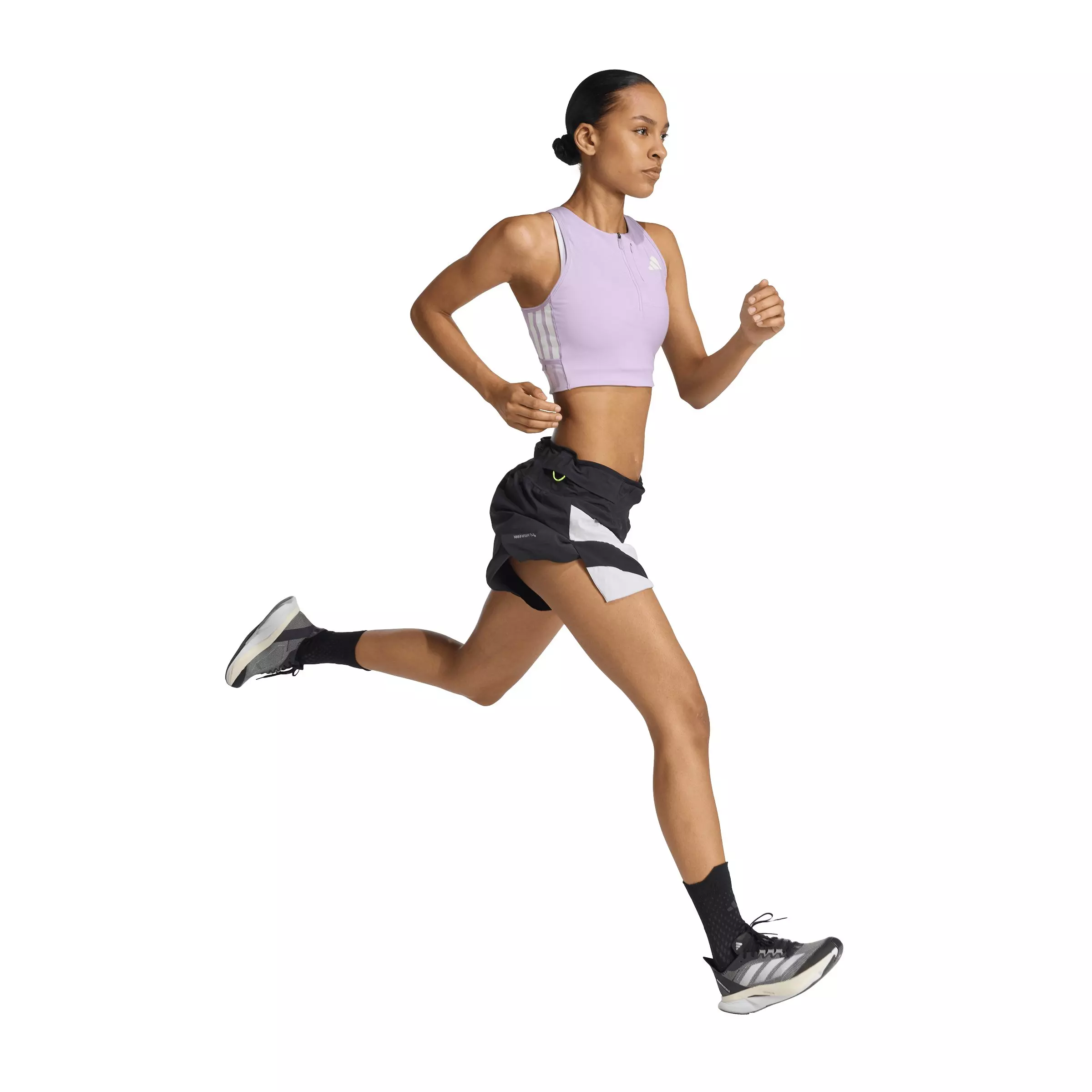 adidas Women's Adizero Running Gel Pocket Crop Top - Plum - PLUM