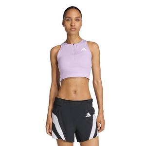 adidas Women's Adizero Running Gel Pocket Crop Top - Plum