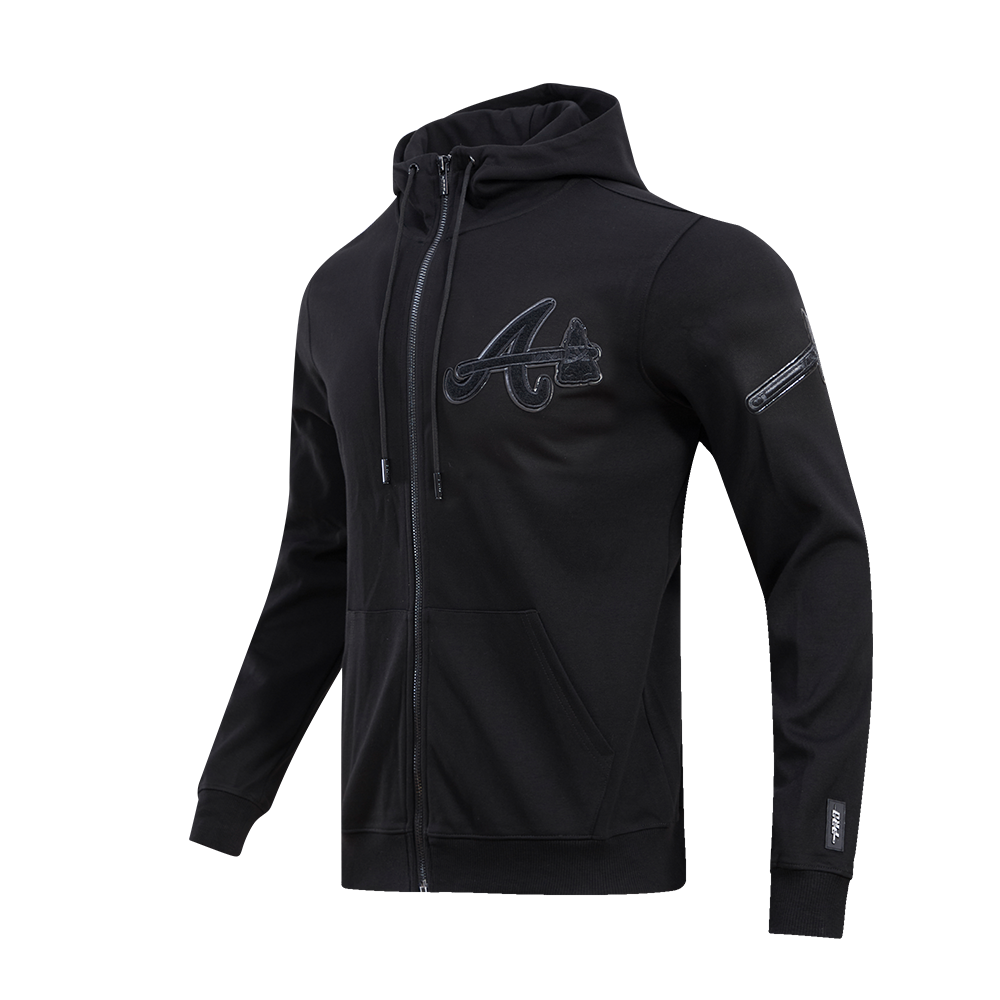Pro Standard Men's Atlanta Braves Triple Black Zipper Jacket - BLACK Thumbnail View 3