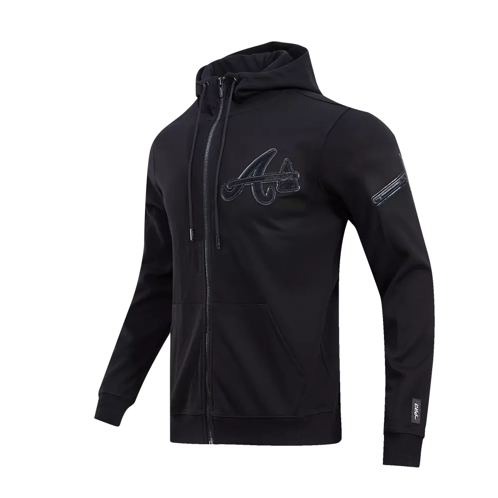 Pro Standard Men's Atlanta Braves Triple Black Zipper Jacket - BLACK