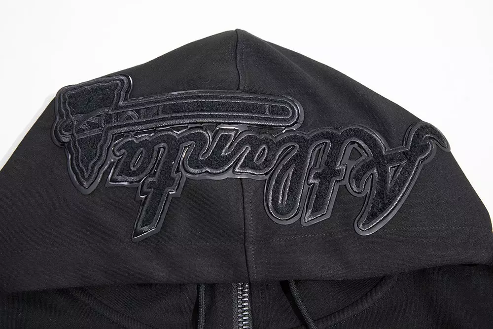 Pro Standard Men's Atlanta Braves Triple Black Zipper Jacket - BLACK