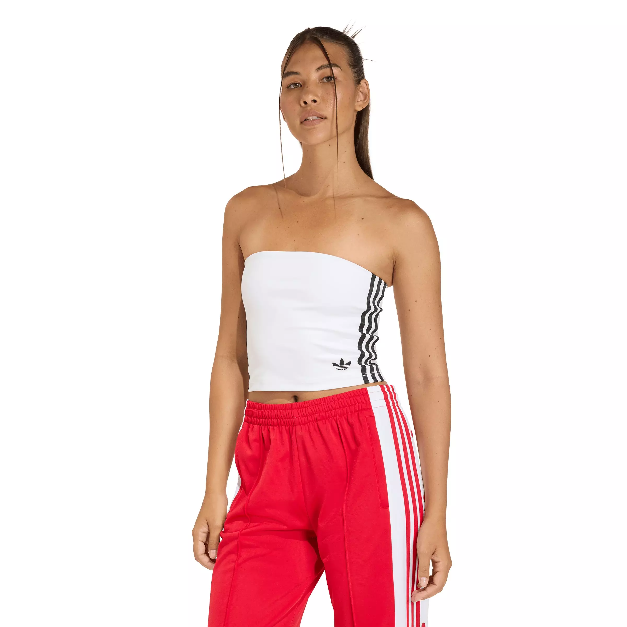 adidas Originals Women's 3-Stripes Tube Top - White/Black - WHITE/BLACK