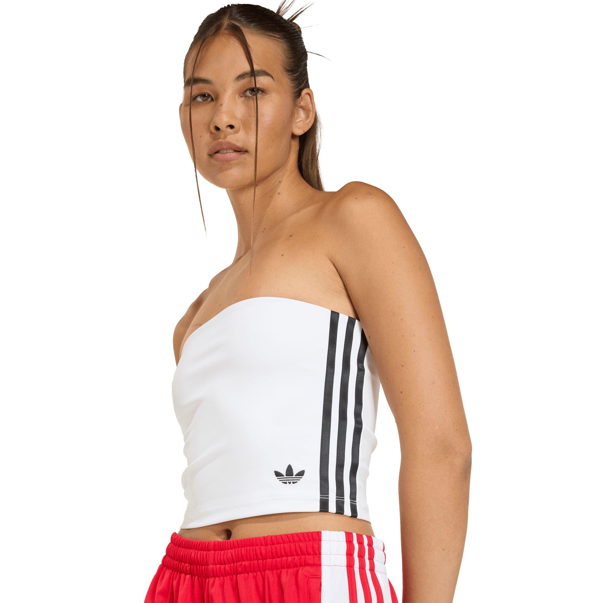 adidas Originals Women's 3-Stripes Tube Top - White/Black - WHITE/BLACK Thumbnail View 4