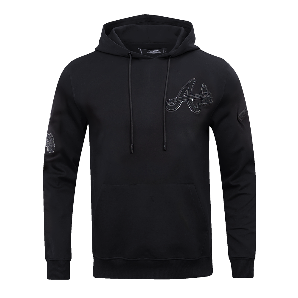 Pro Standard Men's Atlanta Braves Triple Black Logo Hoodie - BLACK Thumbnail View 1