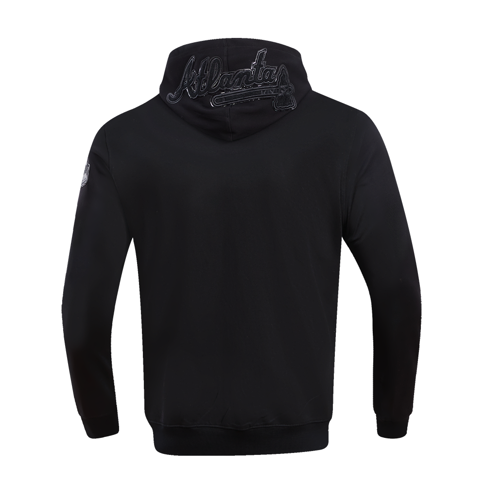 Pro Standard Men's Atlanta Braves Triple Black Logo Hoodie - BLACK Thumbnail View 2
