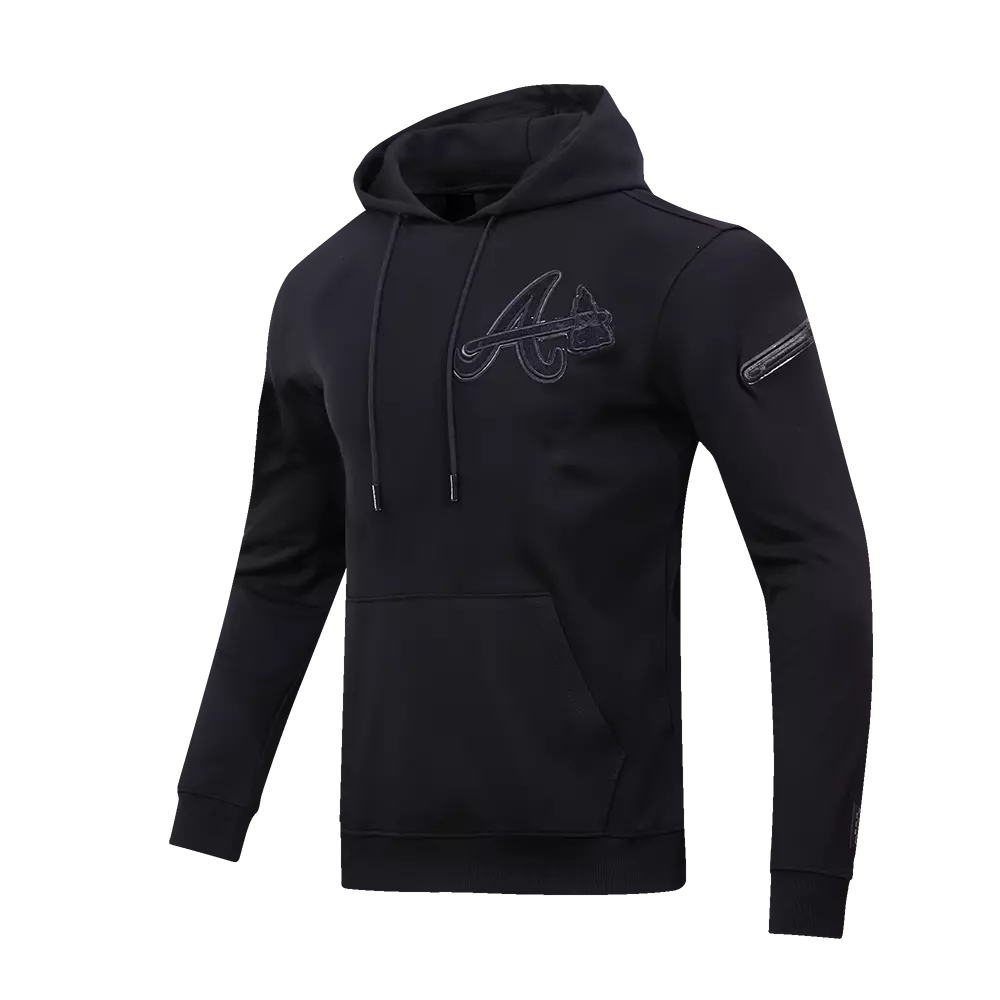 Pro Standard Men's Atlanta Braves Triple Black Logo Hoodie - BLACK