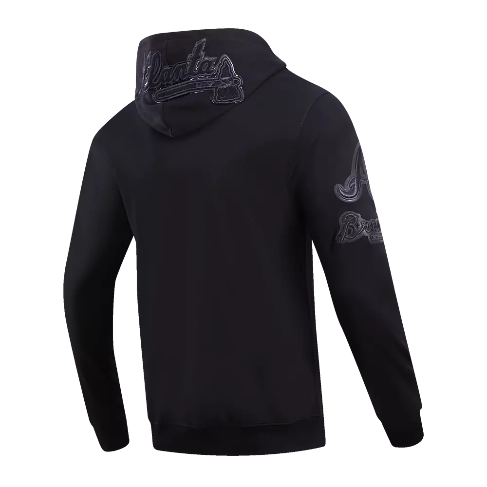 Pro Standard Men's Atlanta Braves Triple Black Logo Hoodie - BLACK