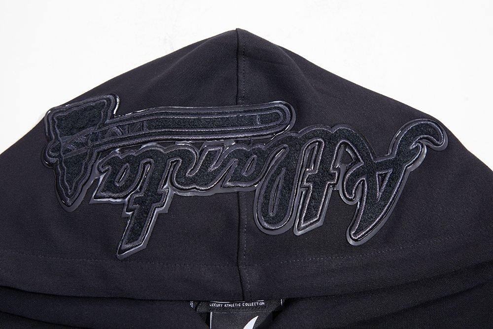 Pro Standard Men's Atlanta Braves Triple Black Logo Hoodie - BLACK Thumbnail View 5