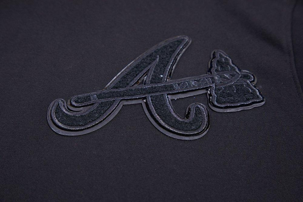Pro Standard Men's Atlanta Braves Triple Black Logo Hoodie - BLACK Thumbnail View 6