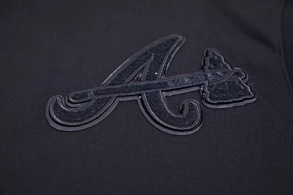 Pro Standard Men's Atlanta Braves Triple Black Logo Hoodie - BLACK