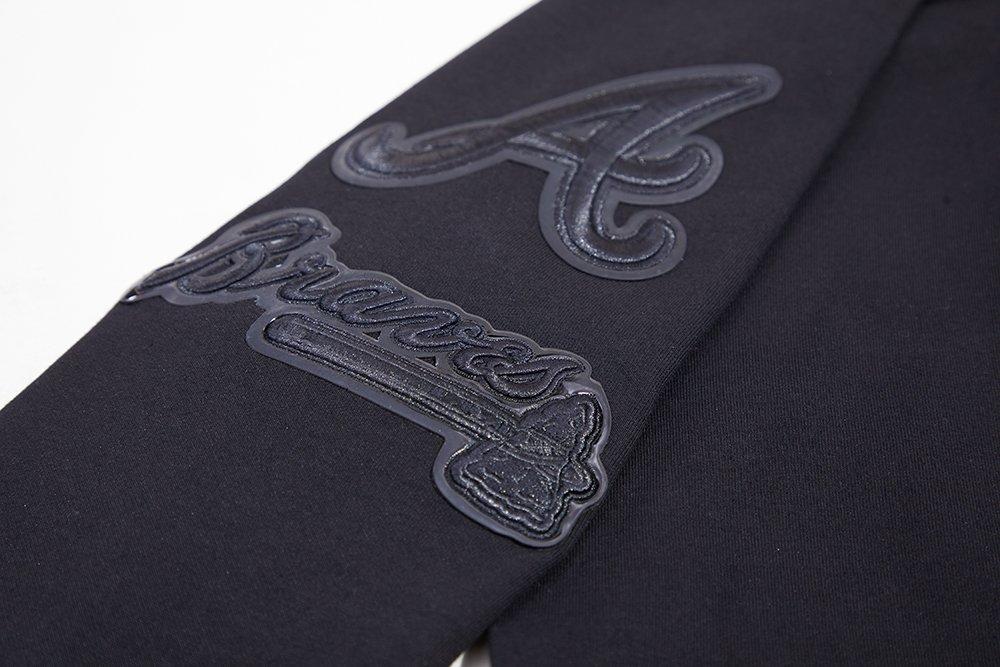 Pro Standard Men's Atlanta Braves Triple Black Logo Hoodie - BLACK Thumbnail View 8