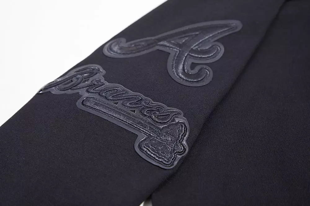 Pro Standard Men's Atlanta Braves Triple Black Logo Hoodie - BLACK