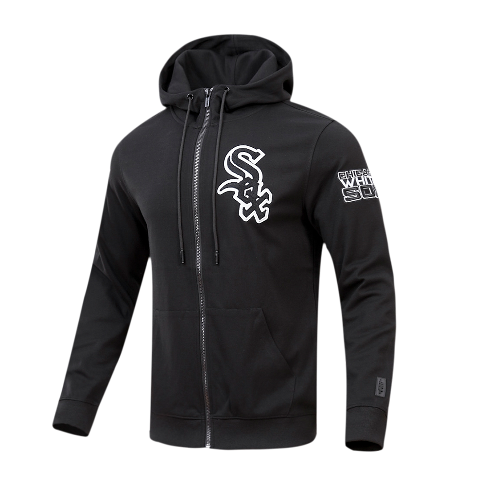 Pro Standard Men's Chicago White Sox Classic Chenille DK Full-Zip Pullover Jacket - Black - BLACK Thumbnail View 3
