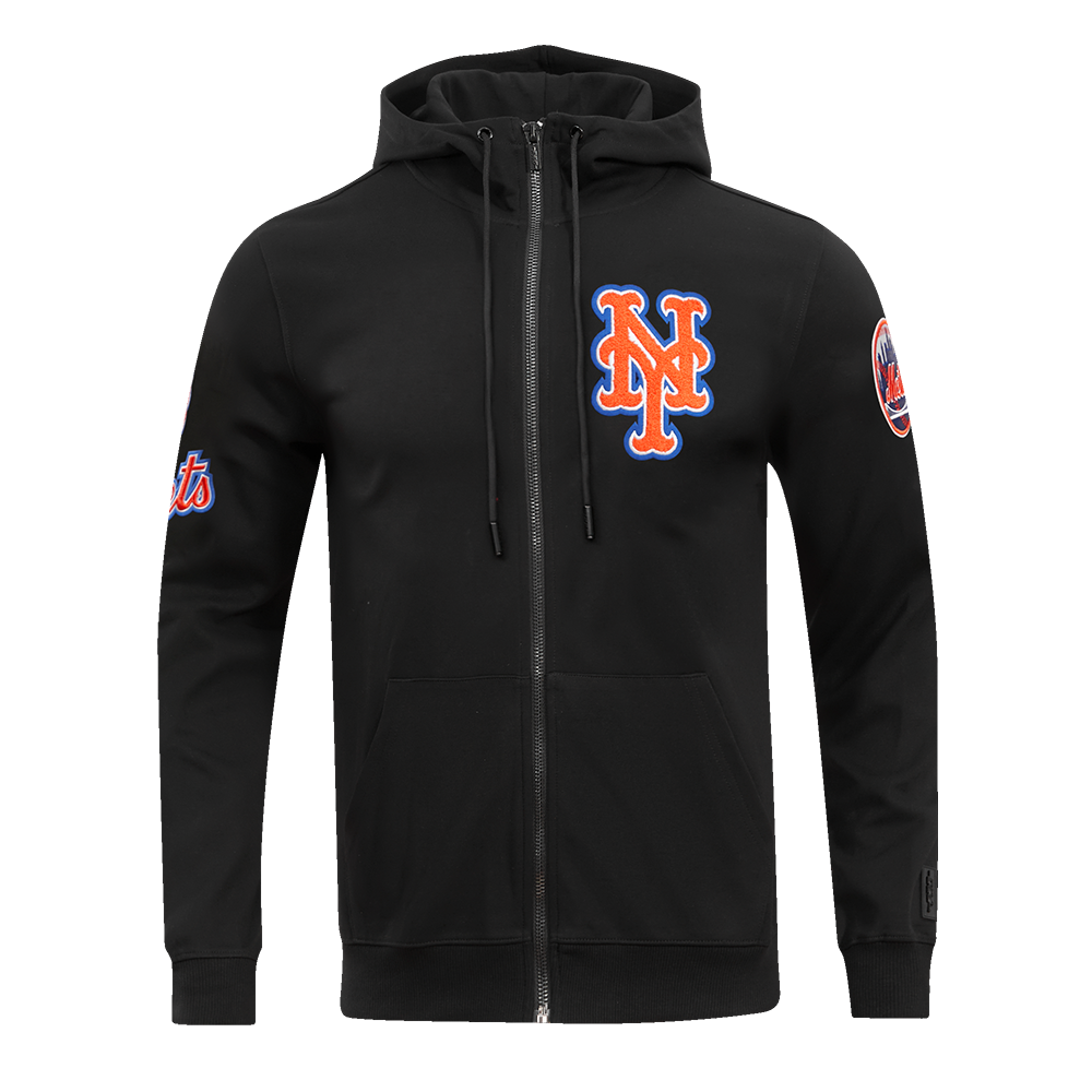 Pro Standard Men's New York Mets Classic Chenille DK Full-Zip Pullover Jacket - Black - BLACK Thumbnail View 1