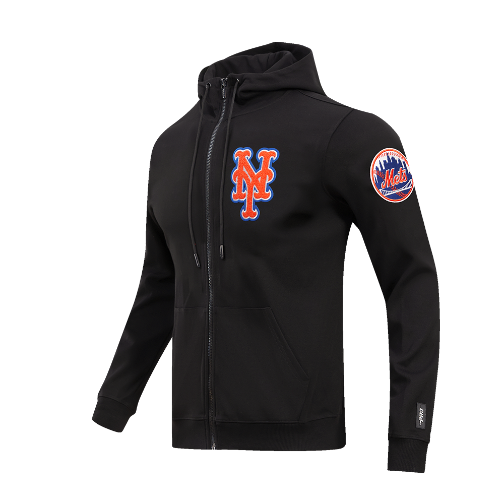 Pro Standard Men's New York Mets Classic Chenille DK Full-Zip Pullover Jacket - Black - BLACK Thumbnail View 3