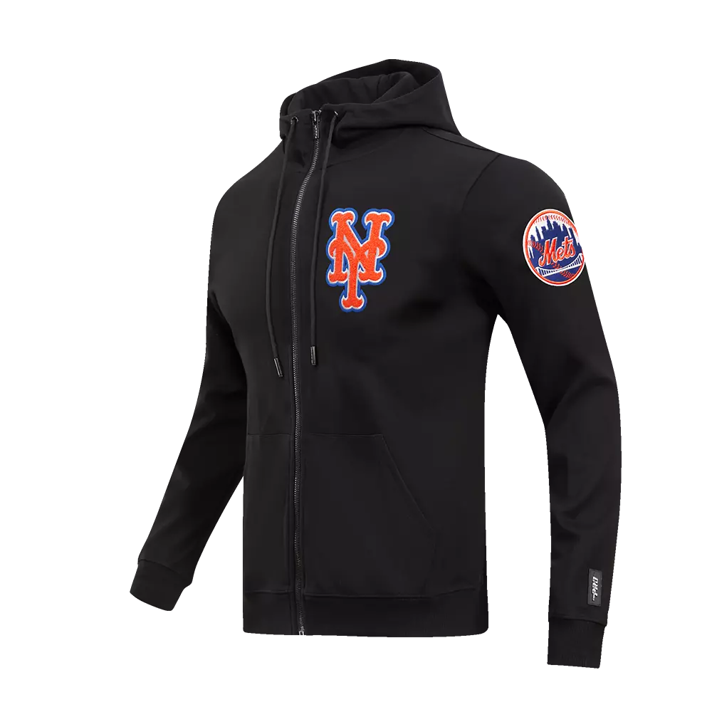 Pro Standard Men's New York Mets Classic Chenille DK Full-Zip Pullover Jacket -Black - BLACK