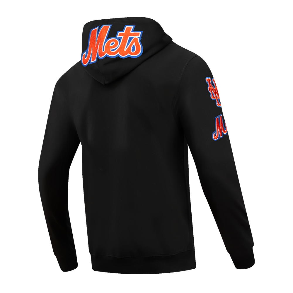 Pro Standard Men's New York Mets Classic Chenille DK Full-Zip Pullover Jacket - Black - BLACK Thumbnail View 4