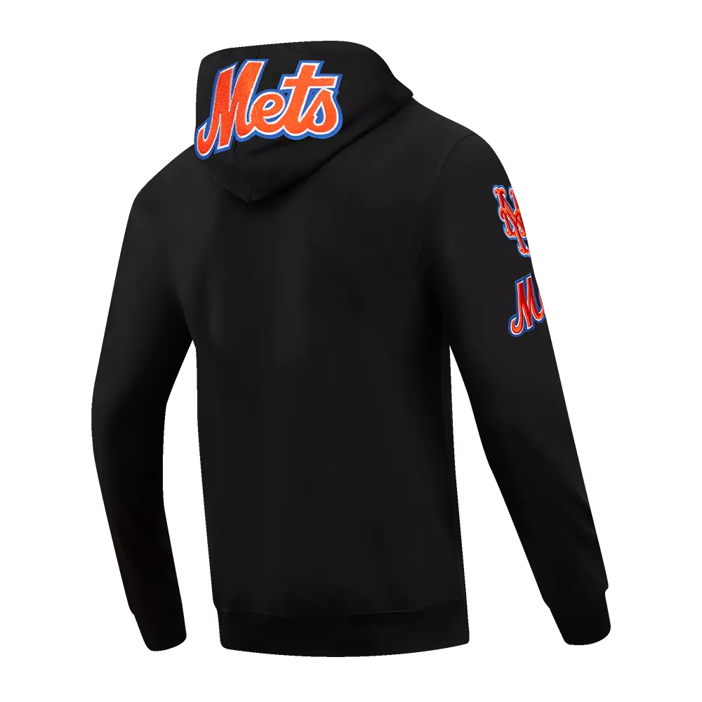 Pro Standard Men's New York Mets Classic Chenille DK Full-Zip Pullover Jacket - Black - BLACK
