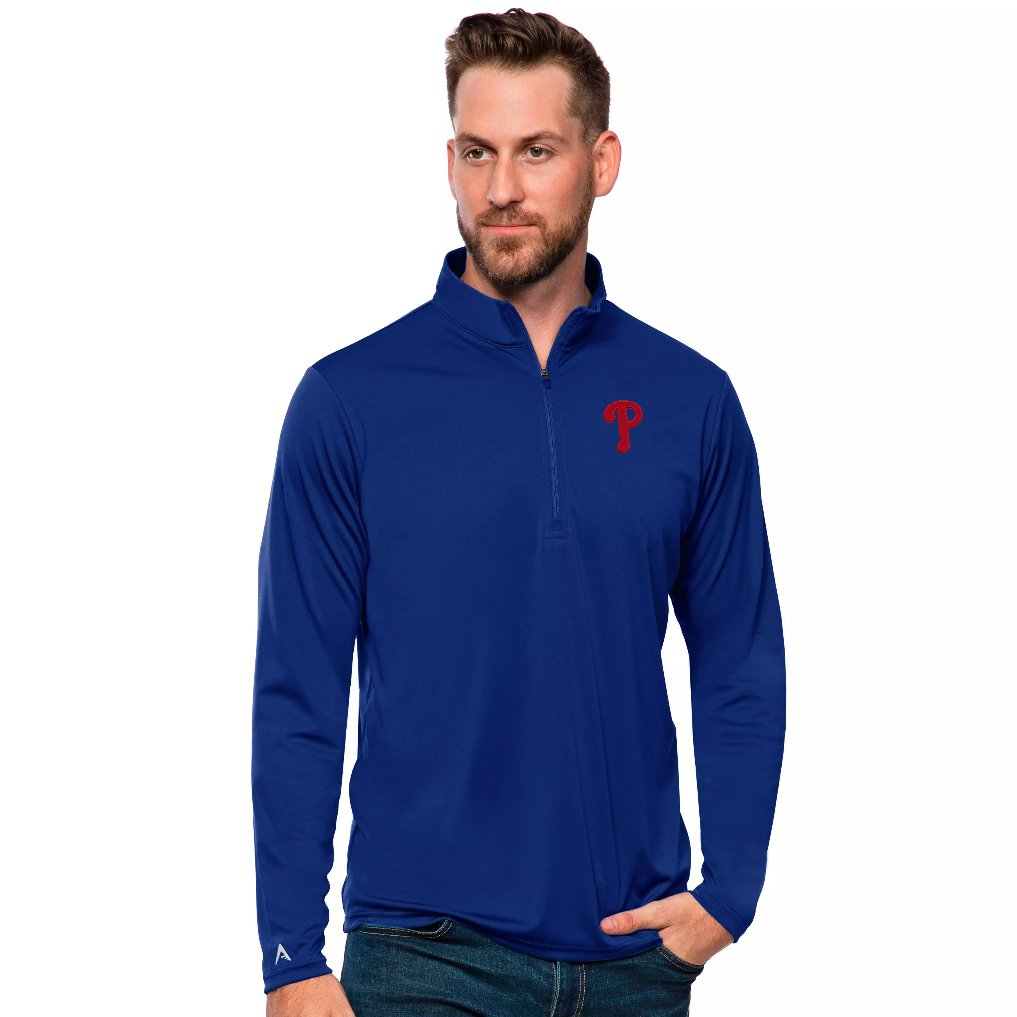 Antigua Men's Philadelphia Phillies Tribute Quarter-Zip Pullover Jacket - ROYAL