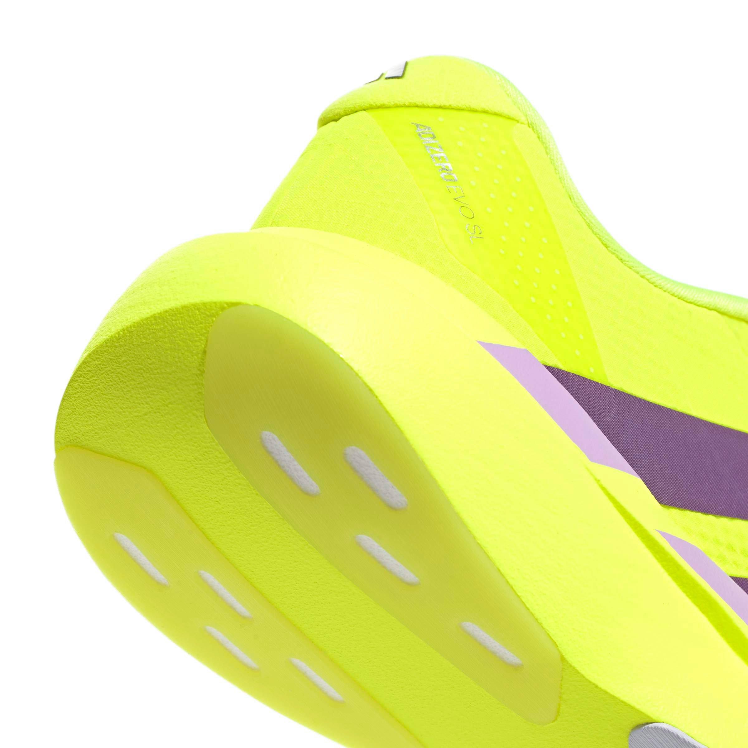 adidas Adizero EVO SL Woven "Solar Yellow/Aurora Plum/Powder Plum" Women's Running Shoe - YELLOW/PLUM/PLUM Thumbnail View 7