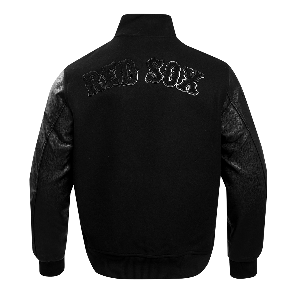 Pro Standard Men's Boston Red Sox Triple Black Wool Varsity Jacket - BLACK Thumbnail View 2
