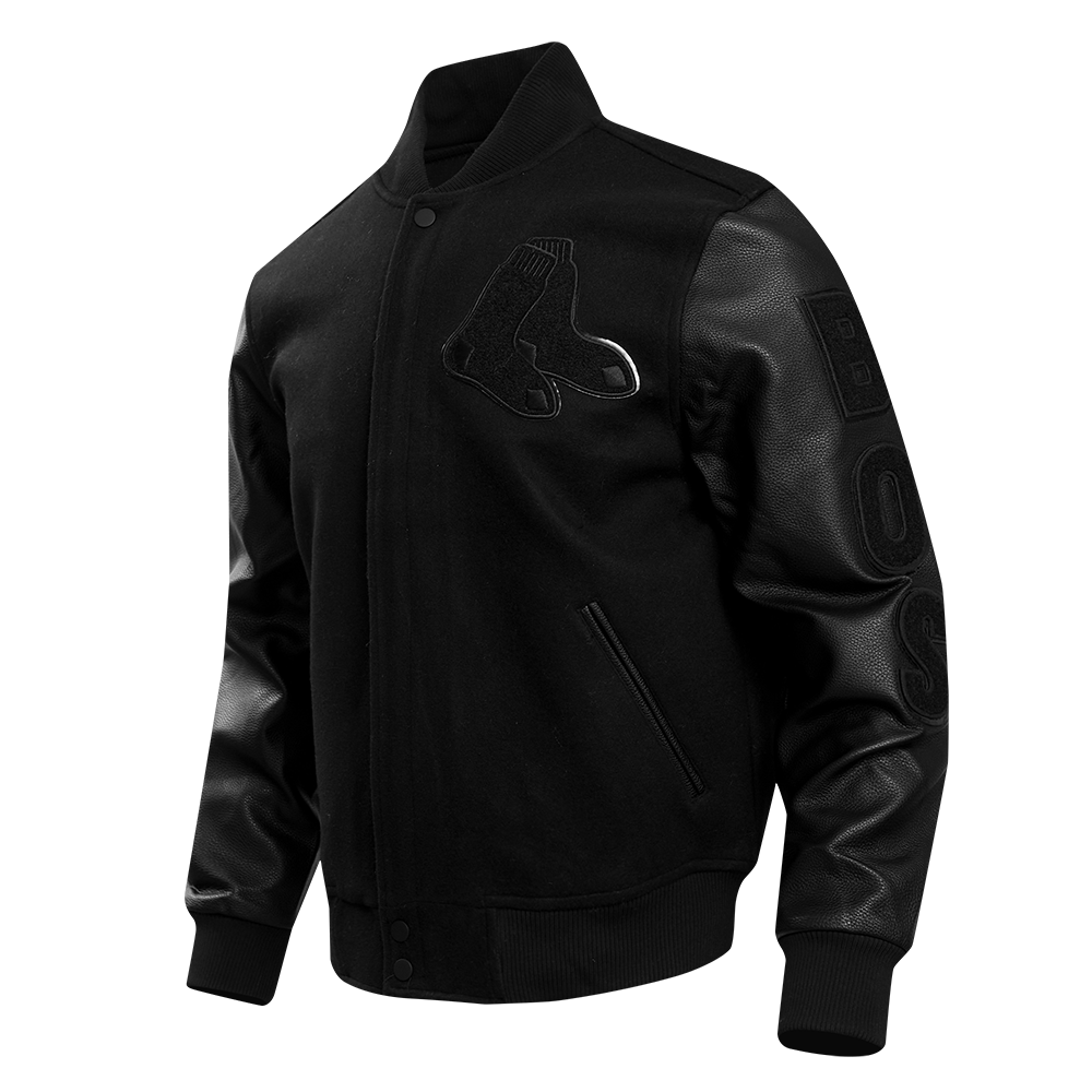 Pro Standard Men's Boston Red Sox Triple Black Wool Varsity Jacket