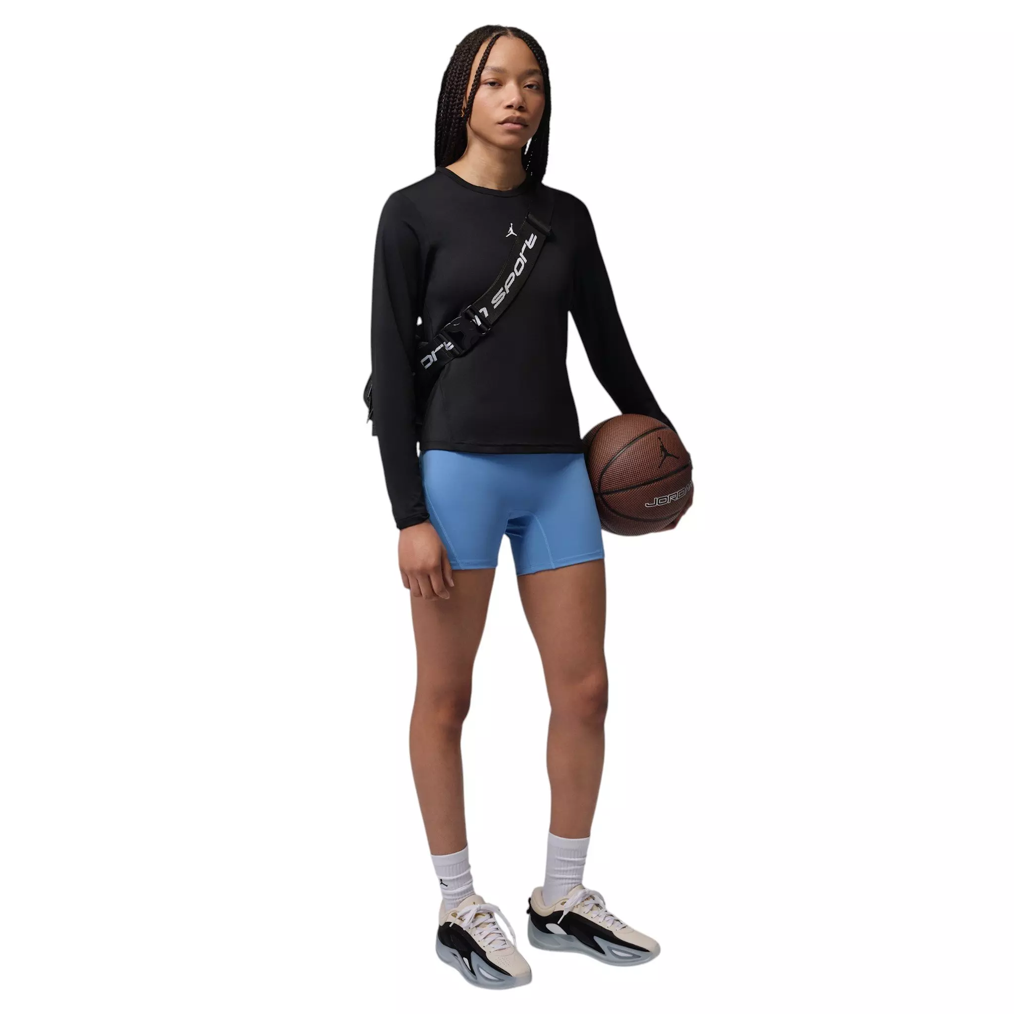 Jordan Women's Sport Essentials Dri-FIT Lightweight Long Sleeve Top - Black/White - BLACK/WHITE