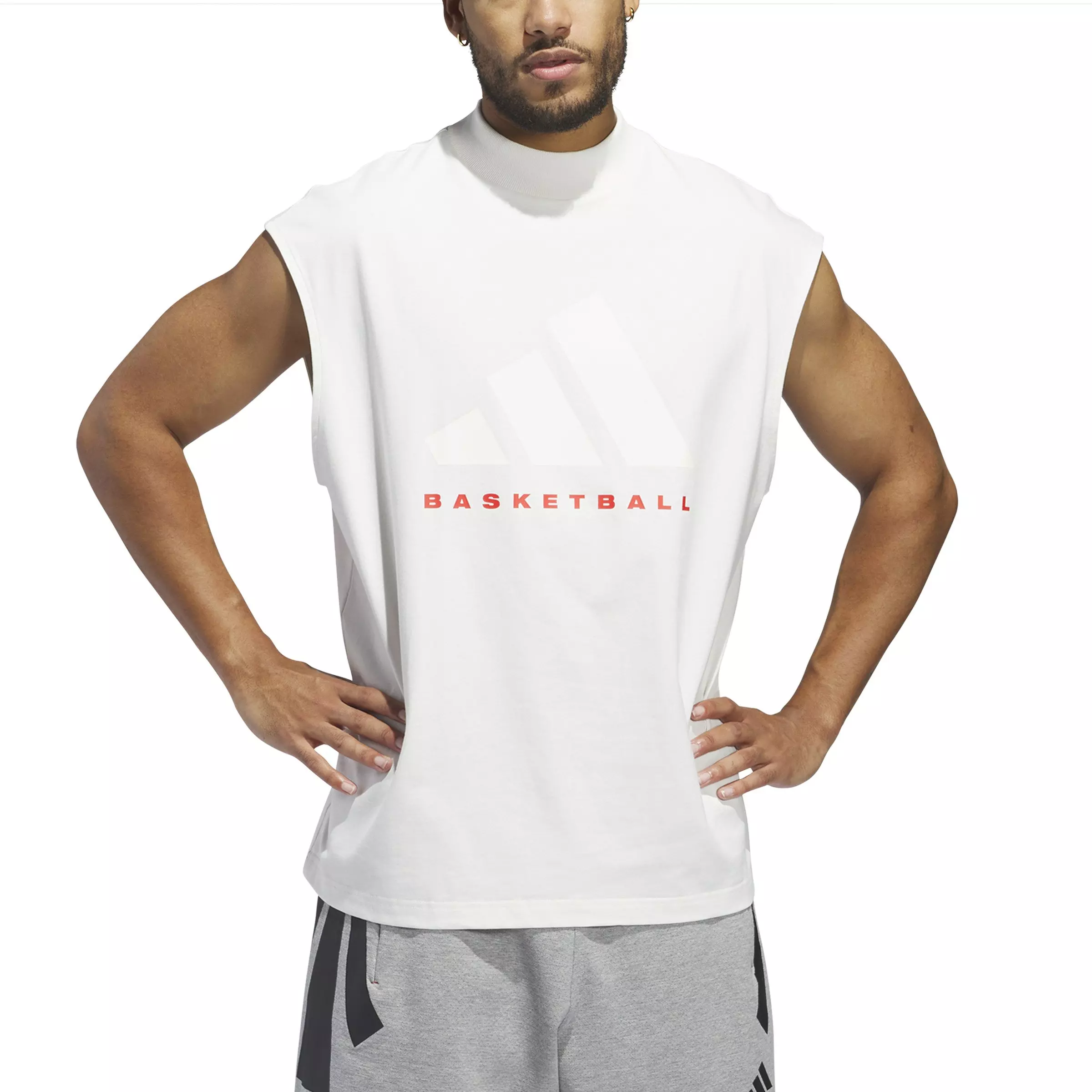adidas Men's Basketball Sleeveless Tank Top -White - WHITE