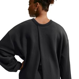 Nike Women's Maternity Studio Fleece Sport Dri-FIT Oversized Crewneck Sweatshirt - Black/White - BLACK/WHITE